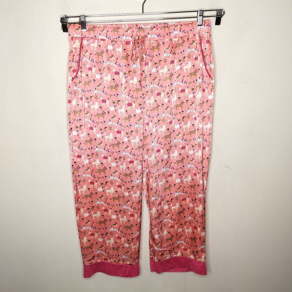 Women's Pajama Pants Satin Dog Theme Pet Pattern Pockets - Picture 1 of 8